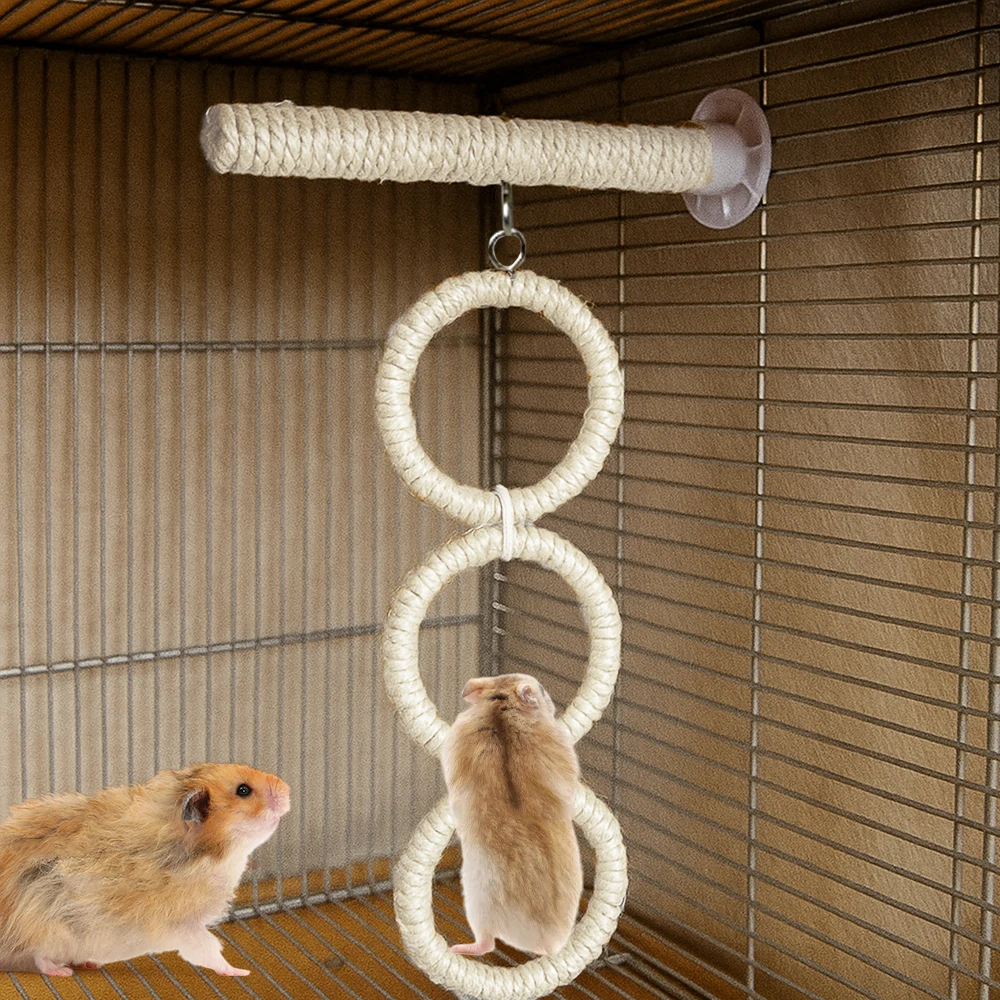 1 PC Natural Sisal Parrot Climbing Rope Bird Toy Round Shaped Hanging Ring Swing Toy for Pet Bird Stand Pole Perch Cage Supplies thumbnail 4