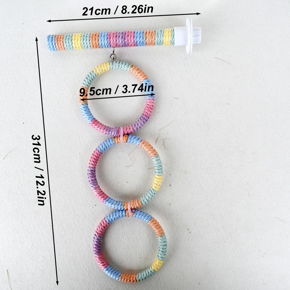 1 PC Natural Sisal Parrot Climbing Rope Bird Toy Round Shaped Hanging Ring Swing Toy for Pet Bird Stand Pole Perch Cage Supplies thumbnail 2