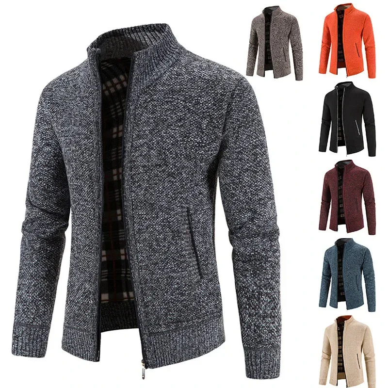 2023 Autumn/winter New Men's Thickened Stand Collar Jacket 8 Colors Knitted Wool Sweater Half Polo/turtle Neck Pullover thumbnail 2