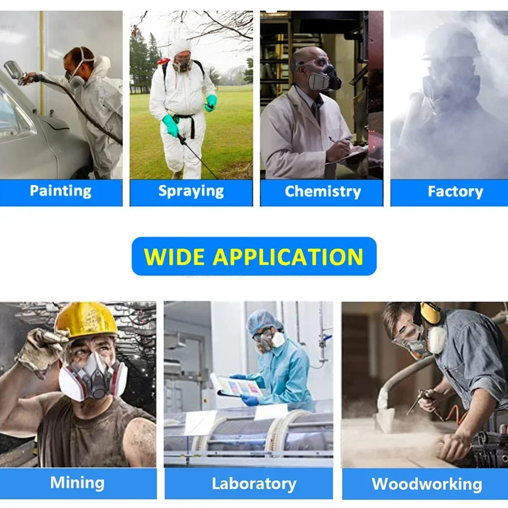 6200 Industrial Respirator Half Face Mask for Spray Painting Chemical Organic Vapor Dust Protection with Goggles Filters thumbnail 6