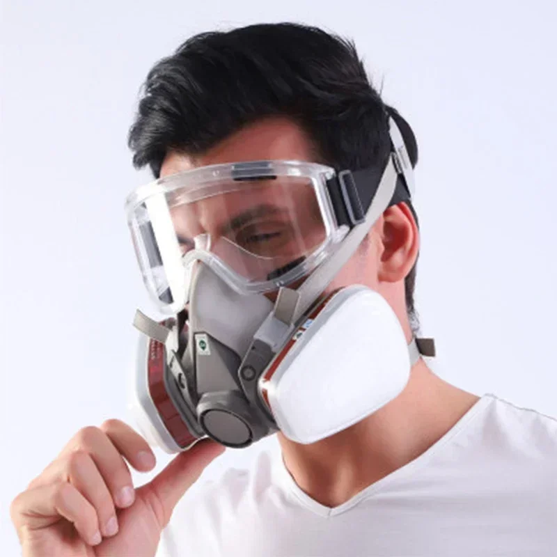 6200 Industrial Respirator Half Face Mask for Spray Painting Chemical Organic Vapor Dust Protection with Goggles Filters thumbnail 2