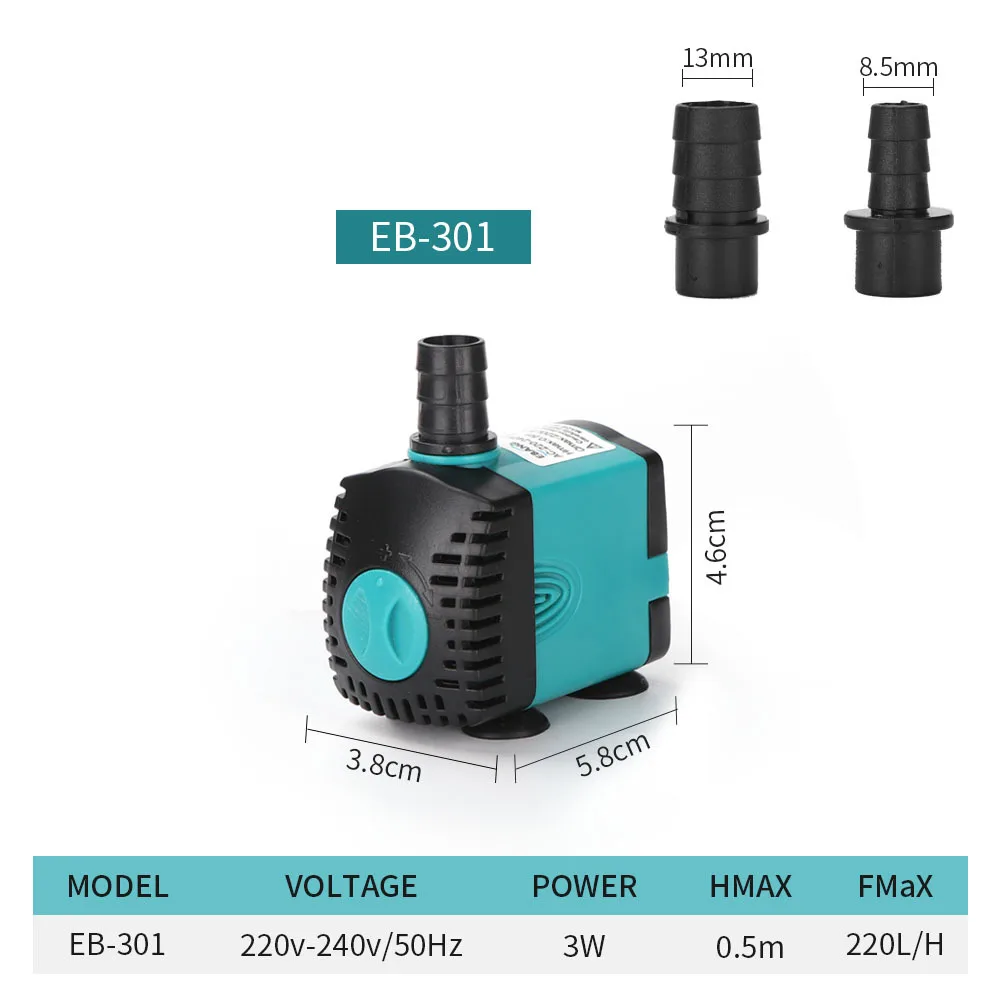 Fish Tank Fountain Energy-saving Aquarium Pump Ultra-Quiet Filter Fish Pond EU Plug 3/10/25/35/50/60W Submersible Water Pump thumbnail 6