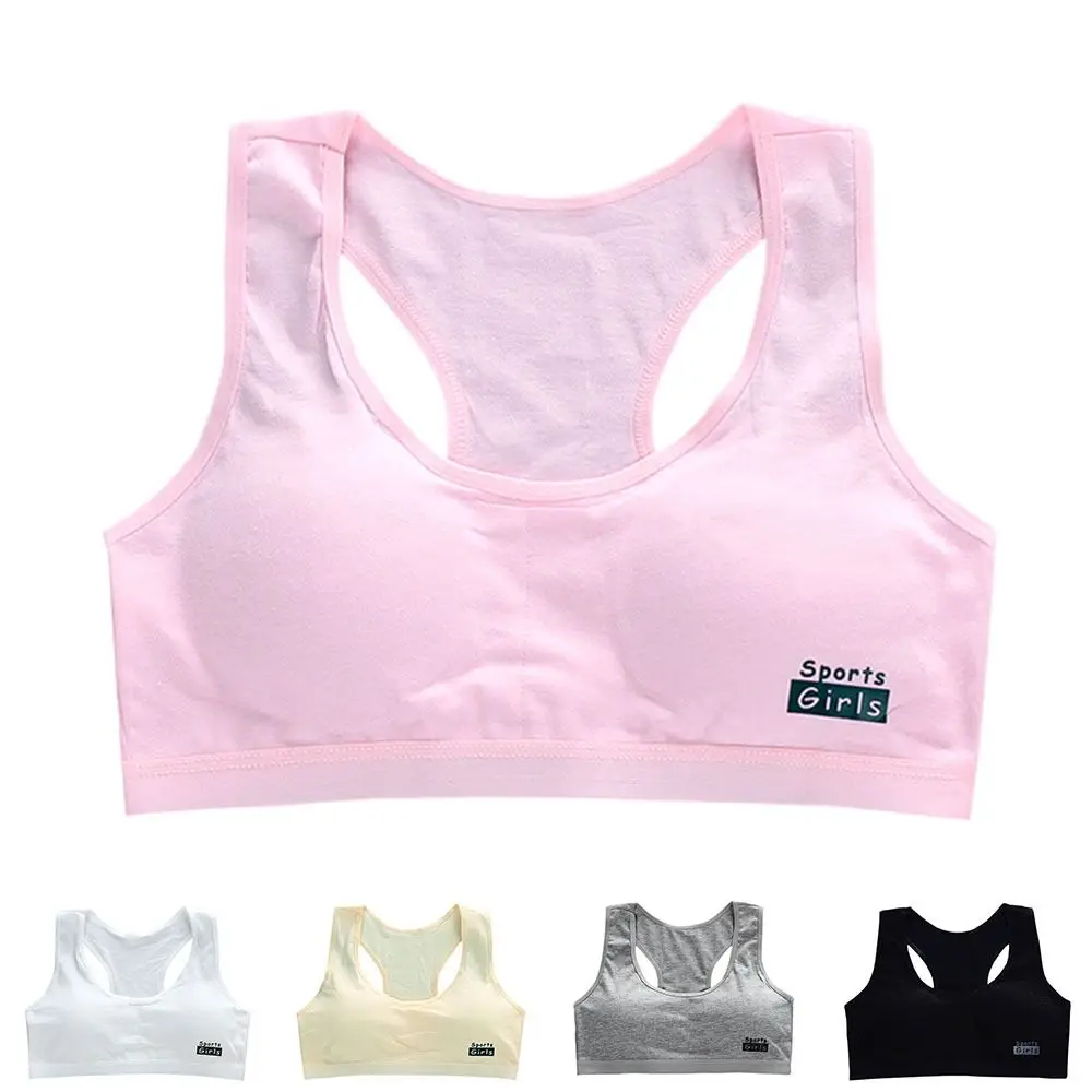 1/3Pcs Casual Cotton Training Bras Elastic Underwear Girl Sports Bra Racerback Vest for Teeange Toddler Girls thumbnail 3