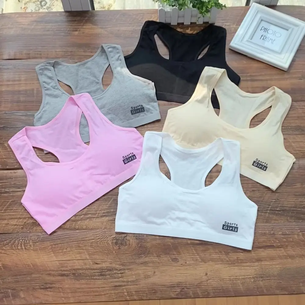 1/3Pcs Casual Cotton Training Bras Elastic Underwear Girl Sports Bra Racerback Vest for Teeange Toddler Girls thumbnail 2