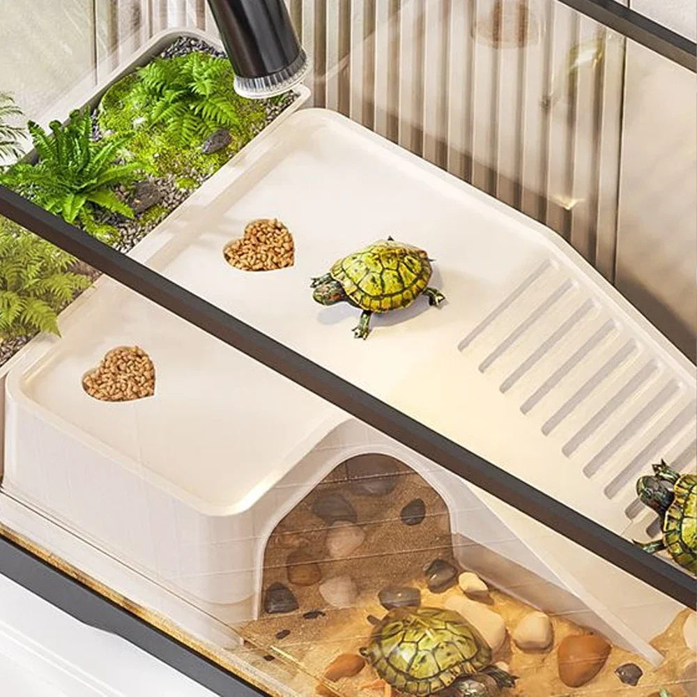 1PC Plastic Turtle Climbing Ramp with Multifunctional Sun Drying Platform Feeding & Hiding Shelter for Pet Fish Tank Box Turtles thumbnail 2