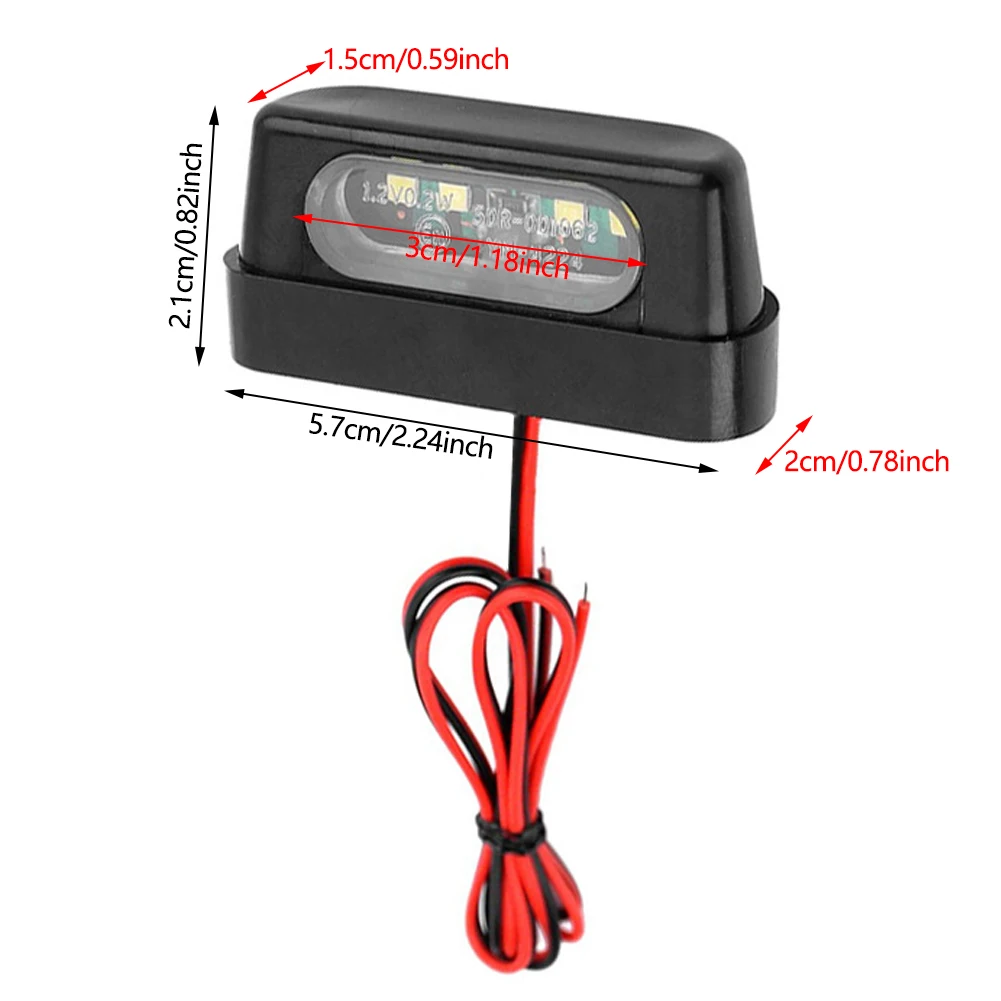 12V 4LED Motorcycle License Plate Light Rear License Plate Light With Emark Rear Tail Lamp Indicators White Light Universal thumbnail 2
