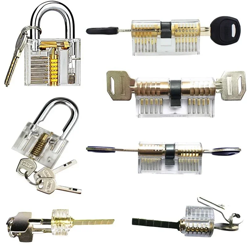 10 kinds multi-pal Transparent locks Practice Locksmith Training Tools Visible Lock Pick Sets thumbnail 2