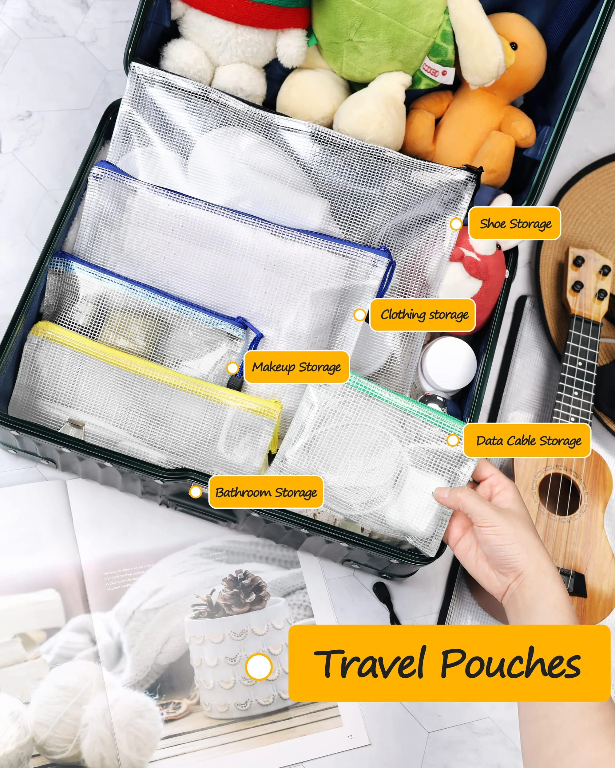 Zipper Documents Bag A4/A5 Plastic Folders A3 Transparent Waterproo File Organize Storage Bag School Office Stationery Supplies thumbnail 6