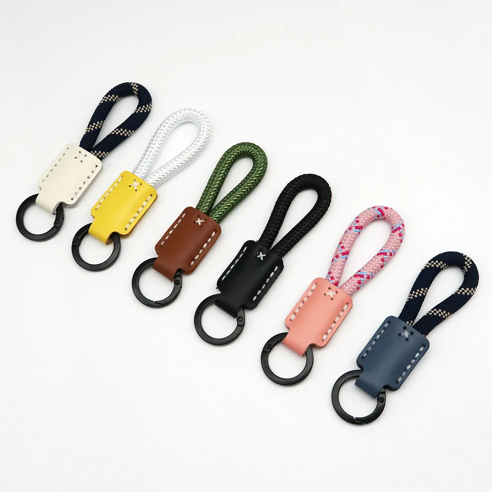 Handmade Cowhide Simple Keychain Hanging Rope Exquisite Hanging Decoration Pendant Couple Woven Rope Bag Pendant Creative Gift