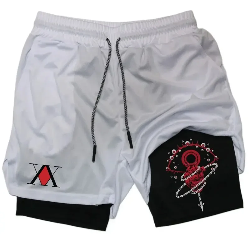 Anime Hunter X Hunter Performance Shorts Men 2-in-1 Running Compression Shorts Training Sport Gym Quick Dry Shorts with Pockets thumbnail 4