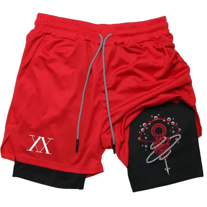 Anime Hunter X Hunter Performance Shorts Men 2-in-1 Running Compression Shorts Training Sport Gym Quick Dry Shorts with Pockets thumbnail 5