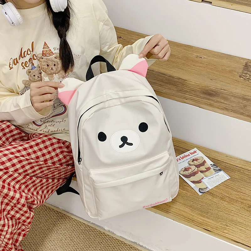Hot Cute Bear Rilakkumas Backpack Large Capacity Anime Cartoon Backpack Stylish Student School Bag Nylon Shoulder Bags Schoolbag thumbnail 5