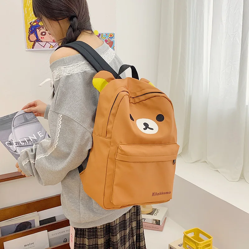 Hot Cute Bear Rilakkumas Backpack Large Capacity Anime Cartoon Backpack Stylish Student School Bag Nylon Shoulder Bags Schoolbag thumbnail 4