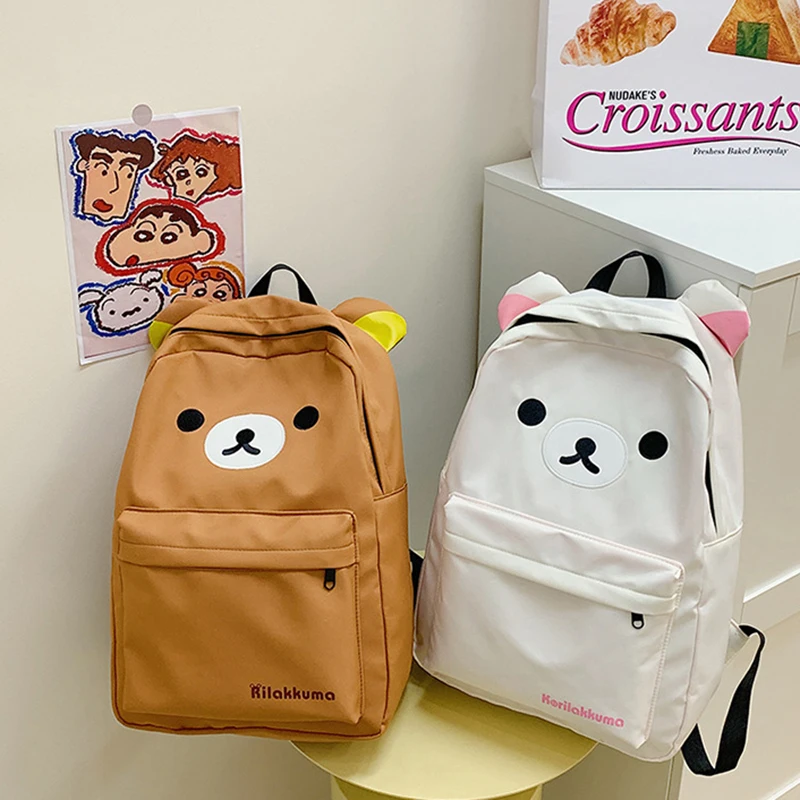 Hot Cute Bear Rilakkumas Backpack Large Capacity Anime Cartoon Backpack Stylish Student School Bag Nylon Shoulder Bags Schoolbag thumbnail 2