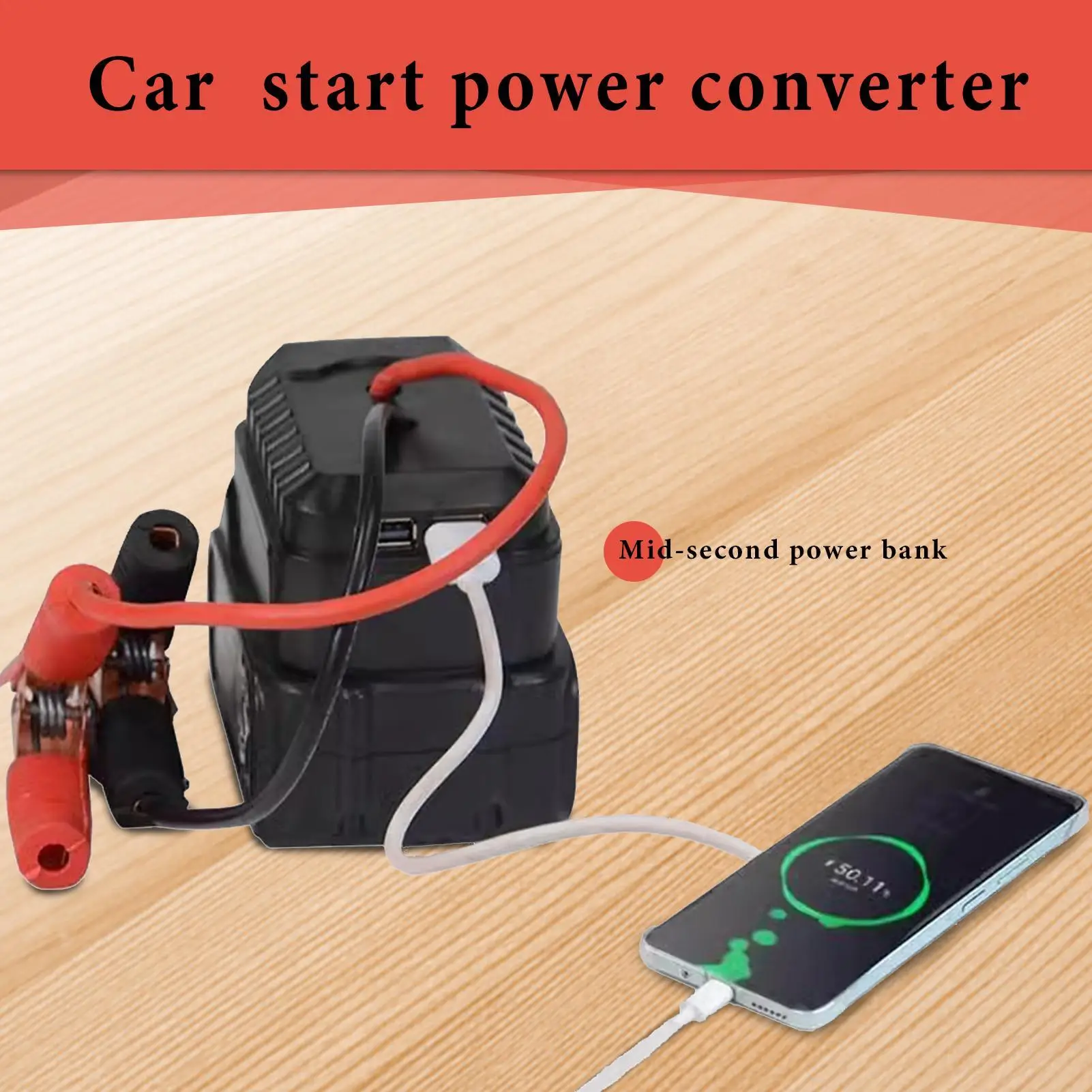 Car Jump Starter Portable Jump Starter Lithium Battery Jumper Box Battery Pack Quick Charging Automotive Booster withDouble USB thumbnail 2