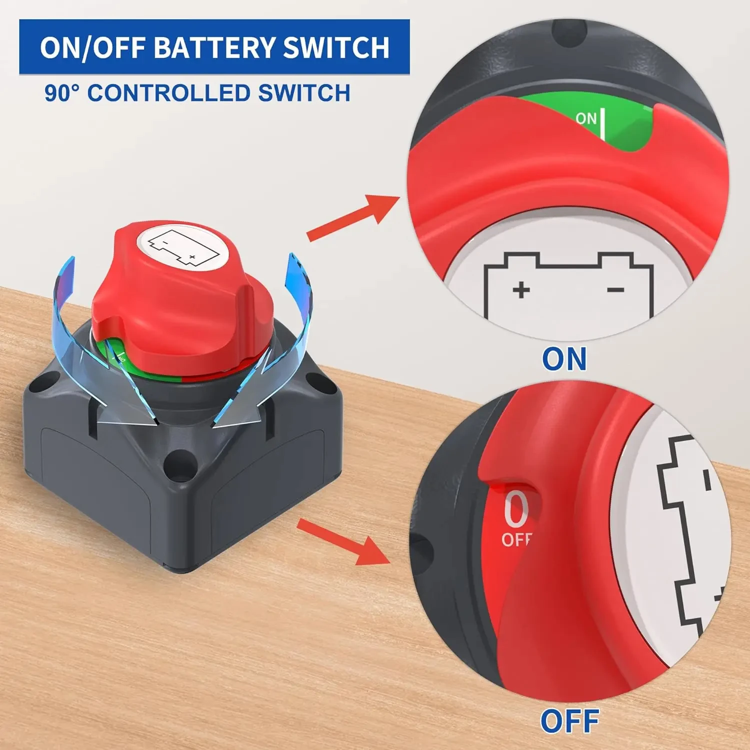 Car Battery Disconnect Switch 2 Position Automotive Marine Disconnect Switch CUT ON-OFF Rotary Switch For 12V-48V RV Marine Boat thumbnail 3