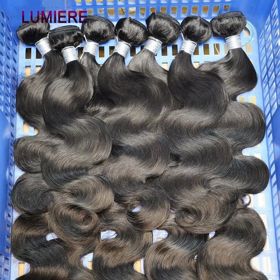100% Virgin Body Wave Human Hair Bundles With HD Lace Closure Frontal And Bundle Loose Deep Hair Weave Extension 18A Double Weft thumbnail 4