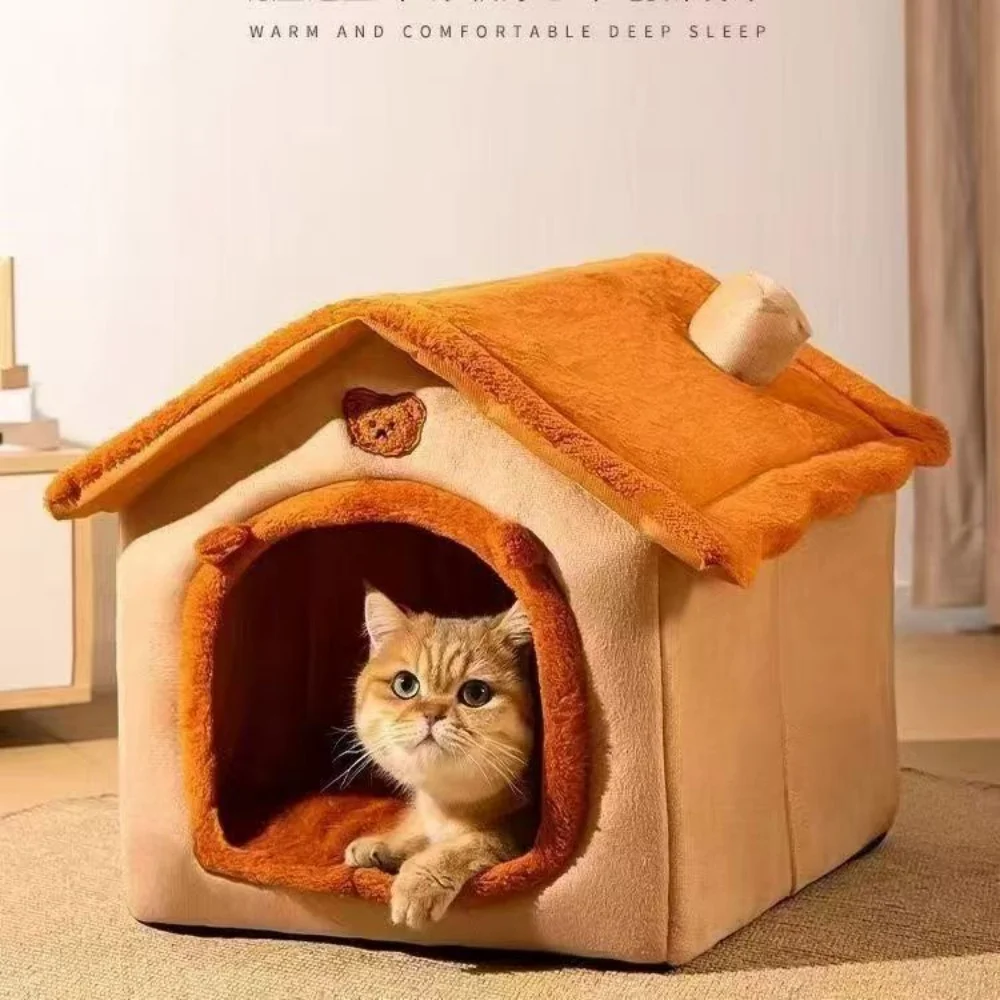 All Season Dog House Style Bed - Removable Washable Pet Bed for Small Dogs Teddy Winter Warm Cat Dog House thumbnail 5