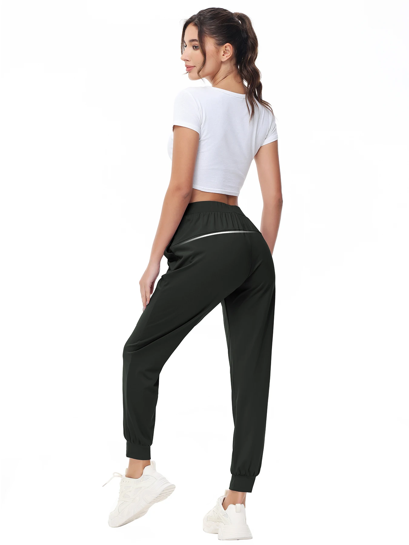 Women Quick-Dry Sports Pants Running Fitness Gym Sweatpants Outdoor Jogging Workout Trousers Cuffed Pants with Pockets thumbnail 2