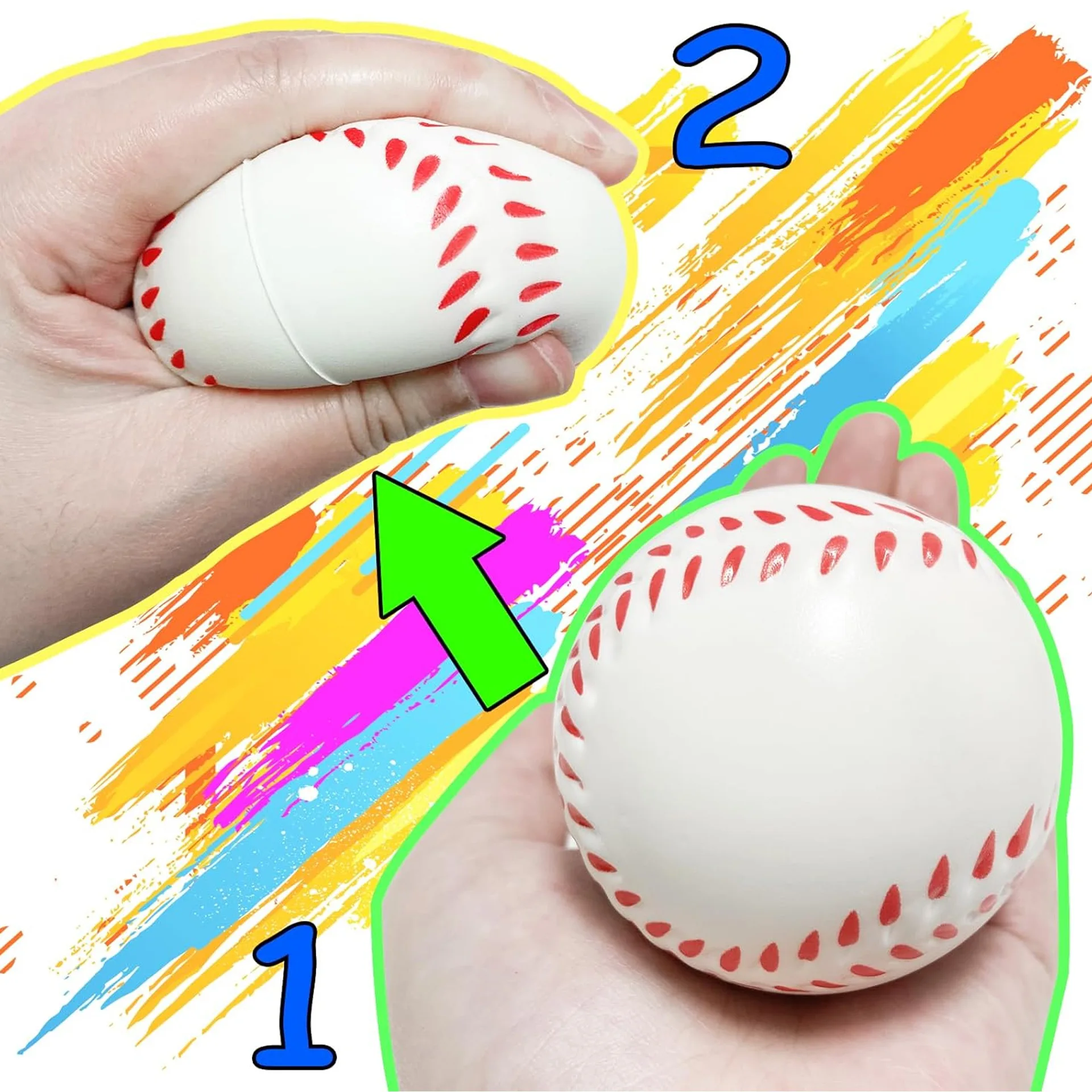 1-12PCS Stress Ball Fidget Toys Stress Relief PU Foam Squeeze Ball Hand Wrist Exercise Sponge Sensory Toys For Kids Adults Gifts thumbnail 2