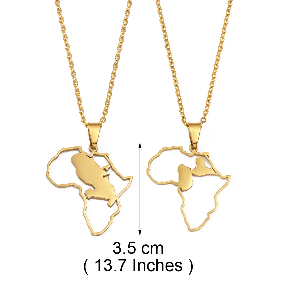 3.5CM  African With Guadeloupe and Martinique Map Pendant Necklaces For Women Girls Stainless Steel Jewelry #546162 thumbnail 4