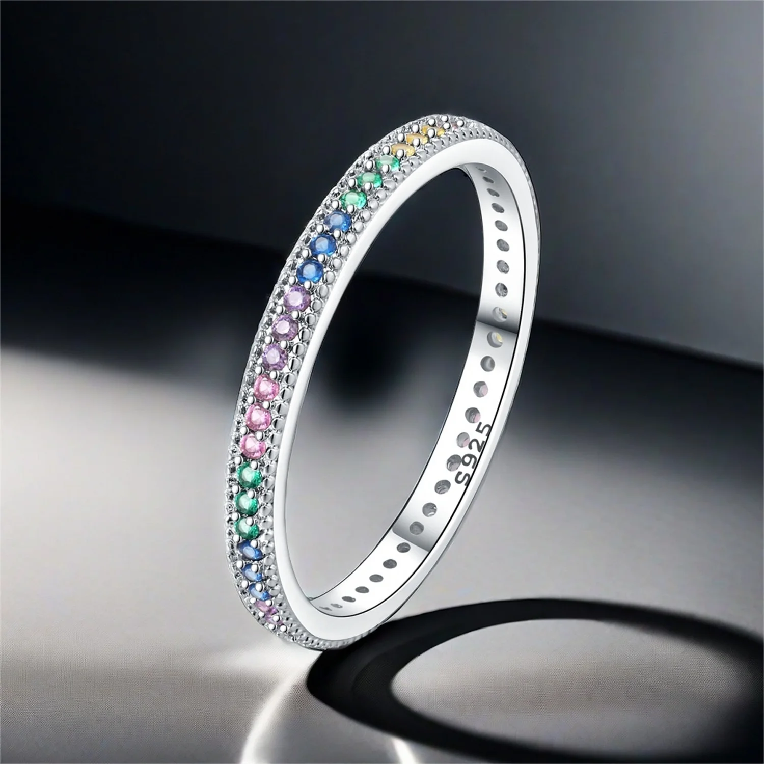 2025 Original S925 Sterling Silver Simple Colored Zircon Ring Women's Closed Size Mouth RingsFine Jewellery Wedding Party Gifts thumbnail 6