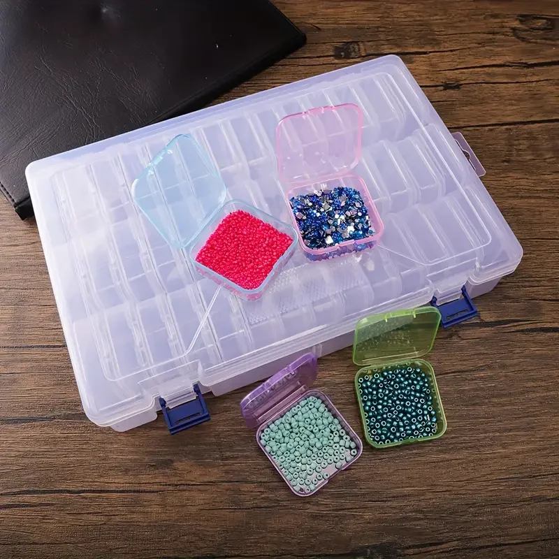 42-piece plastic transparent storage box set - individual snap-on lid containers, convenient handicraft organization box thumbnail 2