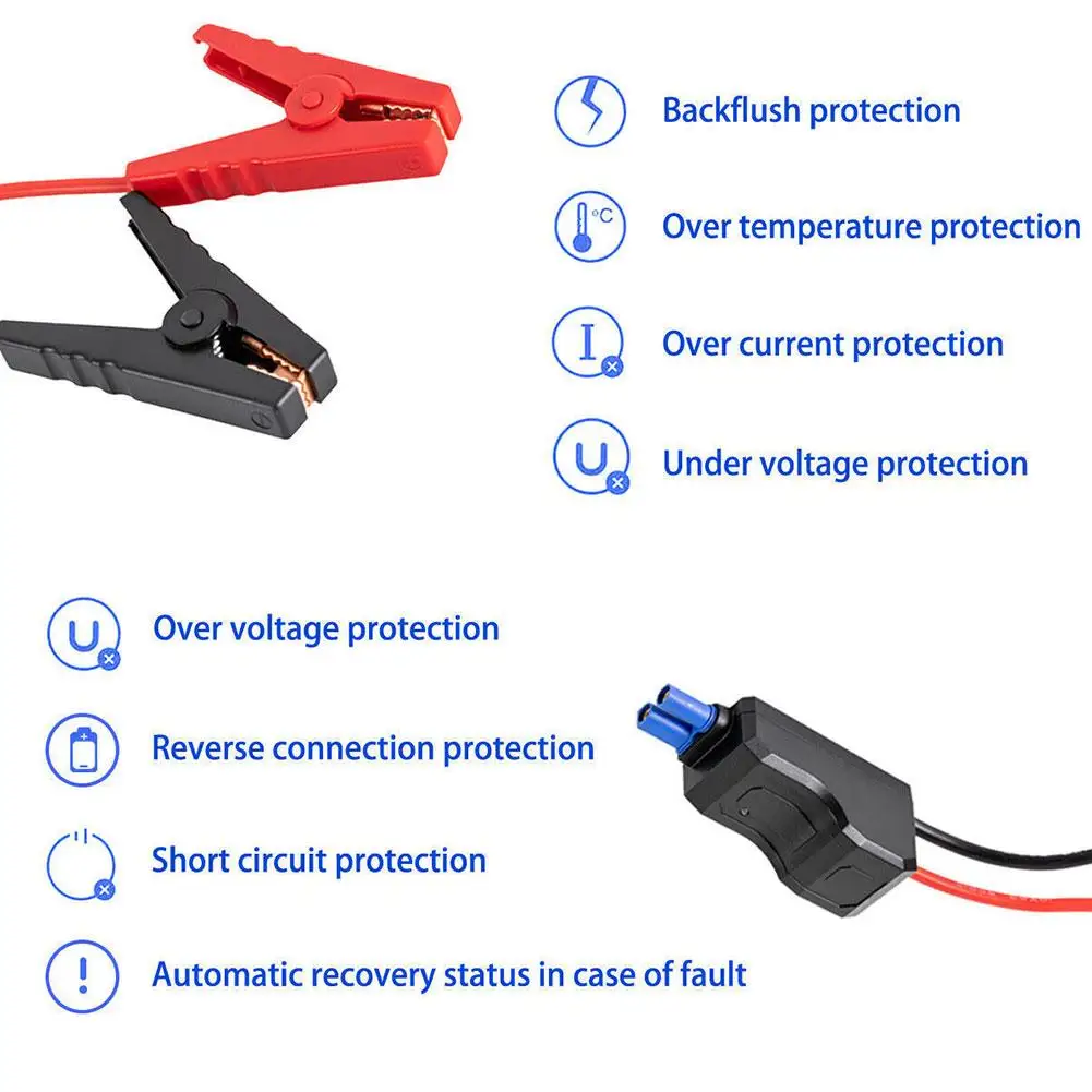 12V EC5 Plug Intelligent Jumper Cable Clip 650A Booster Clamp Anti Reverse Connection Emergency Car Battery Starter thumbnail 5
