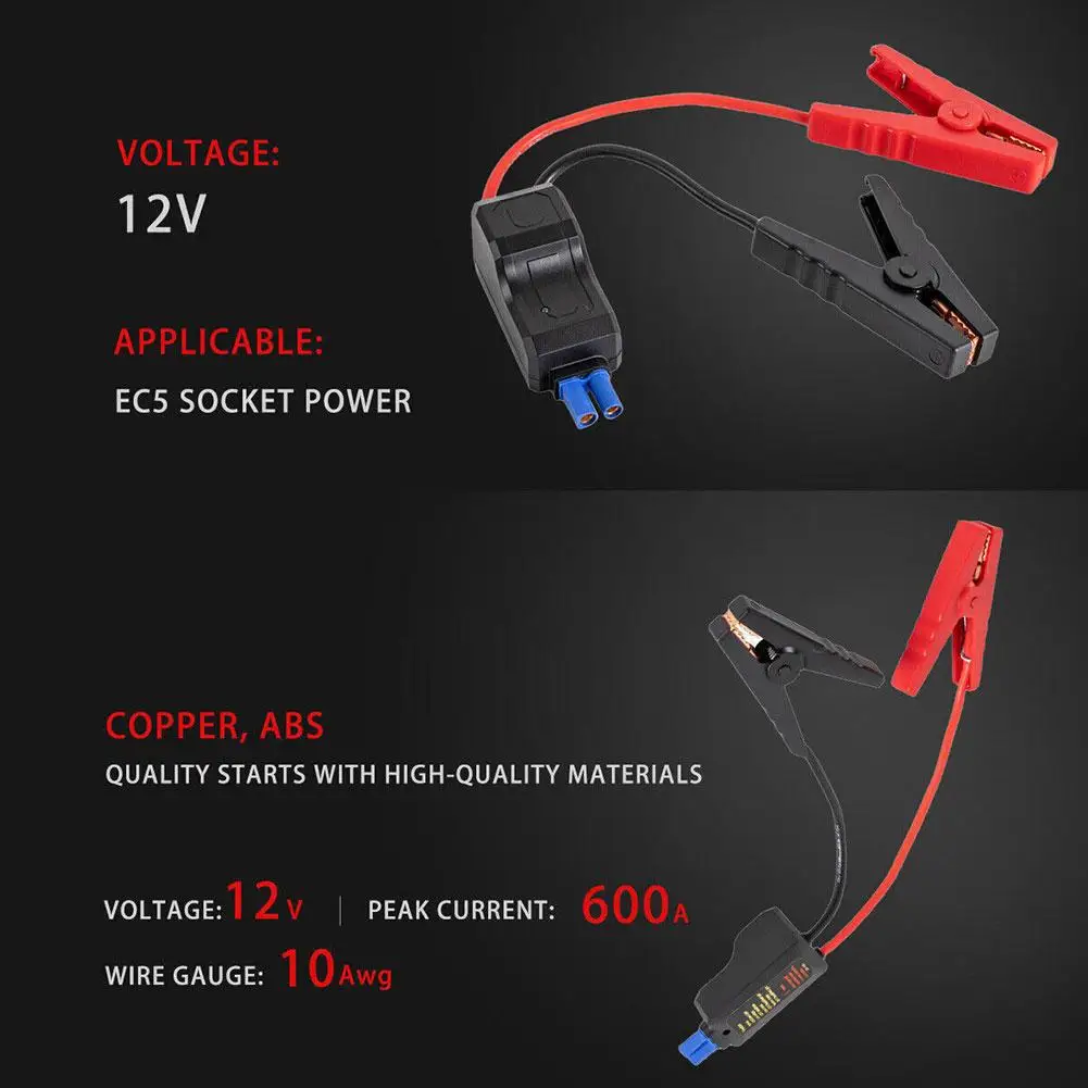12V EC5 Plug Intelligent Jumper Cable Clip 650A Booster Clamp Anti Reverse Connection Emergency Car Battery Starter thumbnail 4