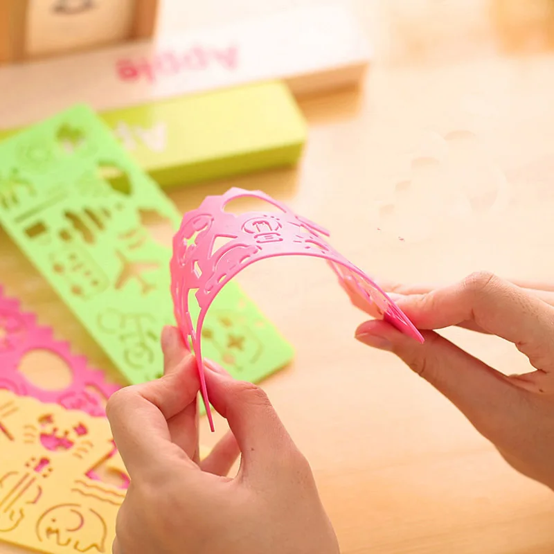 Children DIY Handmade Painting Template Drawing Toys Ruler Art Craft Creative Kids Educational Toy for Girls Boys Gift TMZ thumbnail 5