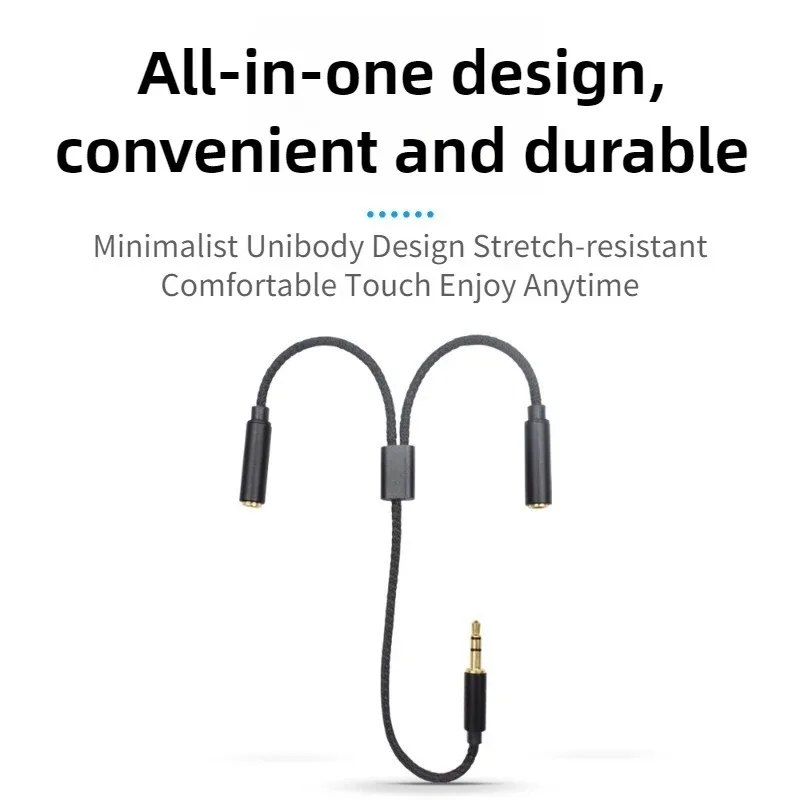 3.5mm Audio Splitter 1 Male To 2 Female Stereo Adapter Dual Headphone Earphone Sharing Connector Y Jack Accessory thumbnail 3