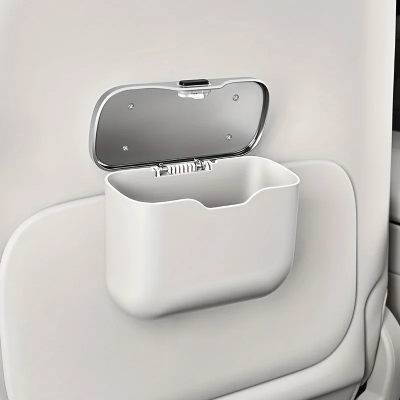 Multifunctional Car Trash Can with Lid Button, Hanging Storage Bin for Wet and Dry Use, Auto Interior Accessories, Organizer Box thumbnail 4