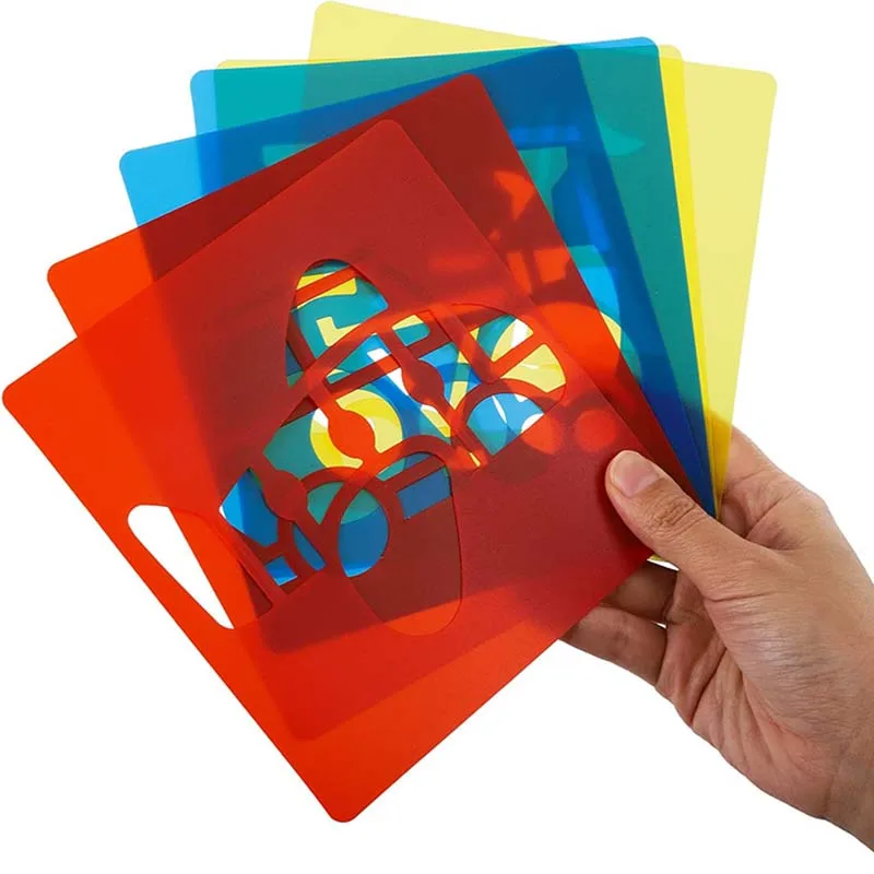 6pcs Plastic Picture Drawing Template Stencils Rulers Office Supplies DIY Art Paper Coloring Cards Scraping Drawing Tools TMZ thumbnail 4