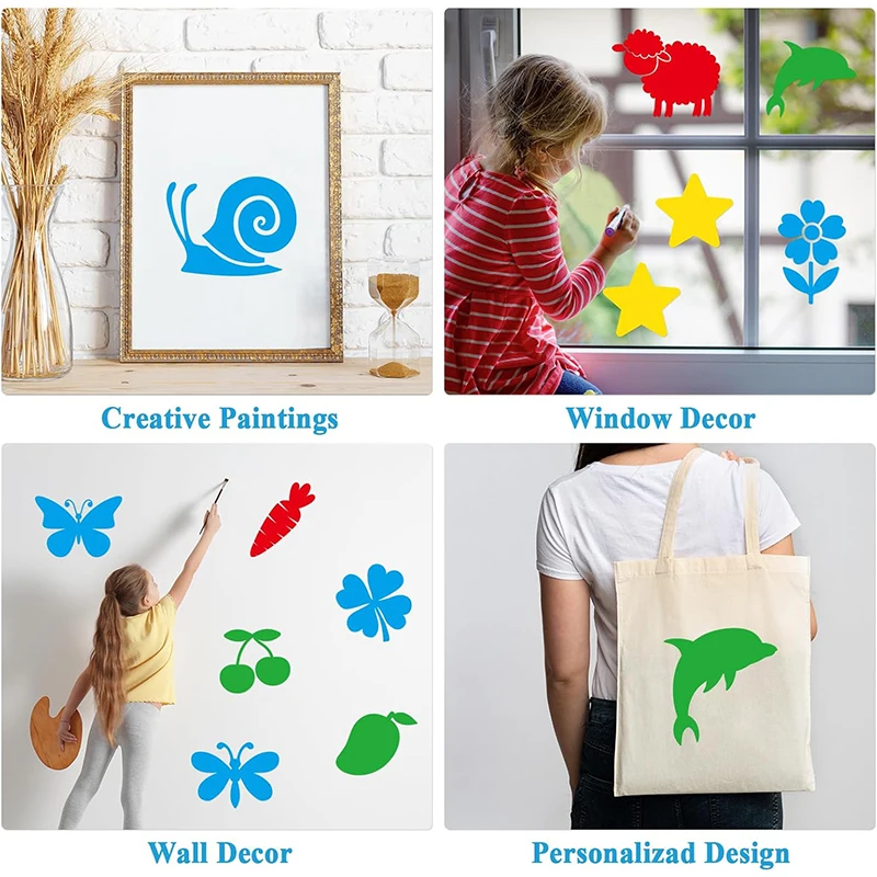 6pcs Plastic Picture Drawing Template Stencils Rulers Office Supplies DIY Art Paper Coloring Cards Scraping Drawing Tools TMZ thumbnail 3
