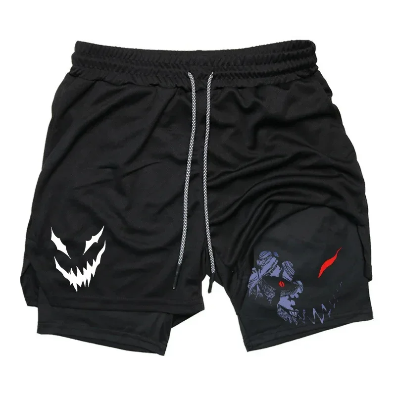 Summer New Black Five-leaf Clover Printed Men's and Women's Shorts Double-layer Loose Sports and Casual Pants for Beach Fitness thumbnail 5