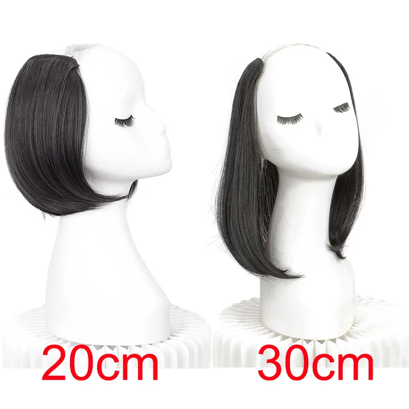 8Inch/12Inch Synthetic Short Straight Hair Pieces Invisible Clip In Hair Pad High Hair Extension Fluffy Volume Hair for Women thumbnail 3