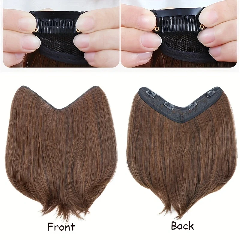 8Inch/12Inch Synthetic Short Straight Hair Pieces Invisible Clip In Hair Pad High Hair Extension Fluffy Volume Hair for Women thumbnail 2