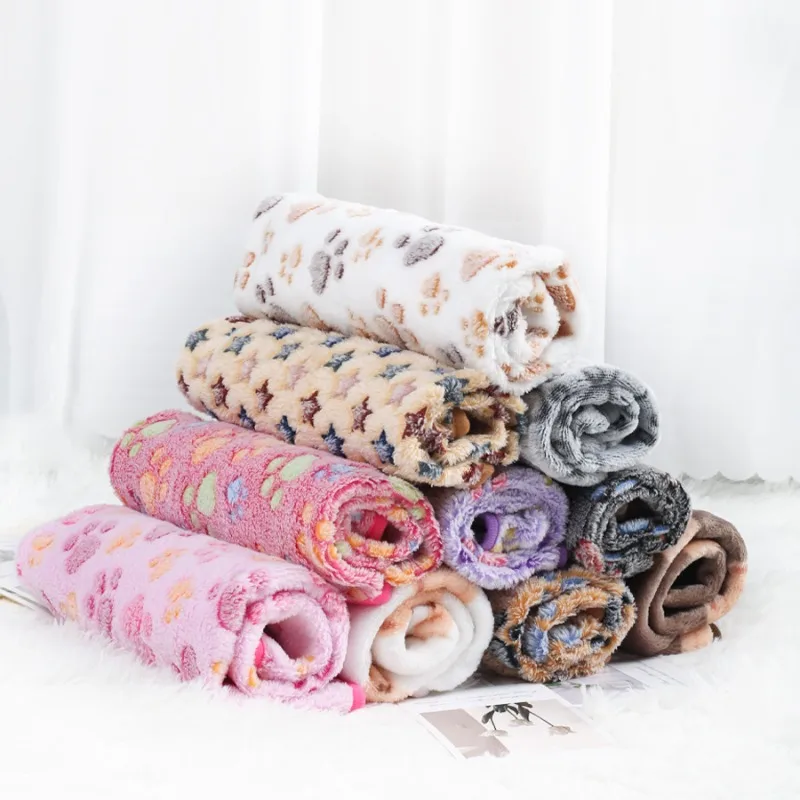 Soft Fluffy High Quality Pet Blanket Flannel Dog Sleeping Blanket Paw Print Pattern Pet Mat Warm Comfortable Blanket for Cat Dog thumbnail 2