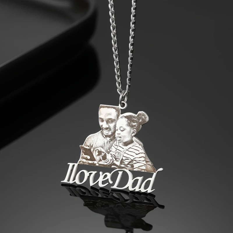 Customized Stainless Steel The Best Brother Photo Necklace Gold Cuban Chain Personalized Pendant With Text Birthday Party Gift thumbnail 6