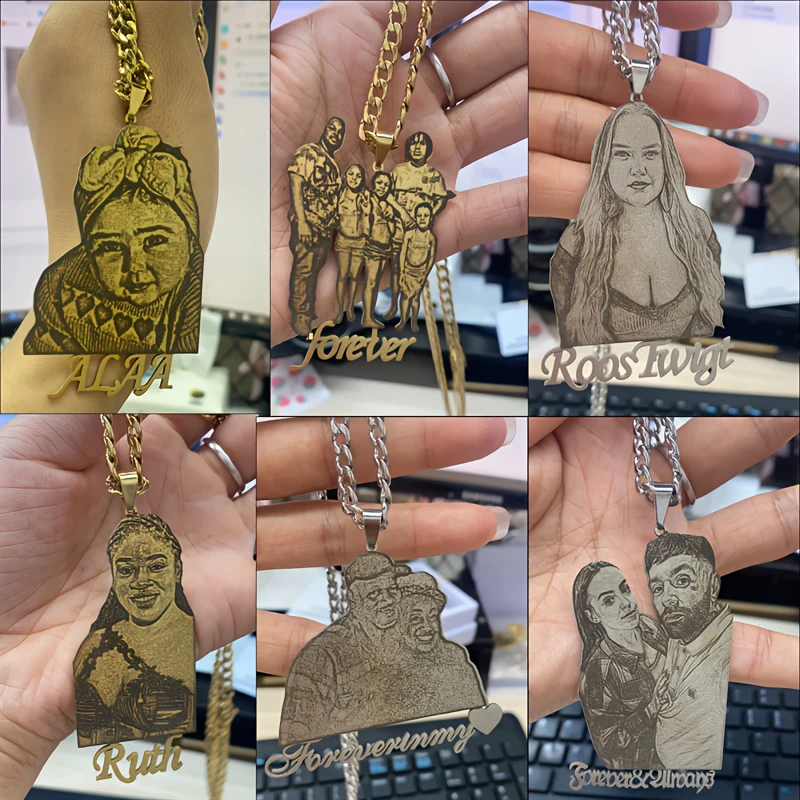 Customized Stainless Steel The Best Brother Photo Necklace Gold Cuban Chain Personalized Pendant With Text Birthday Party Gift thumbnail 5