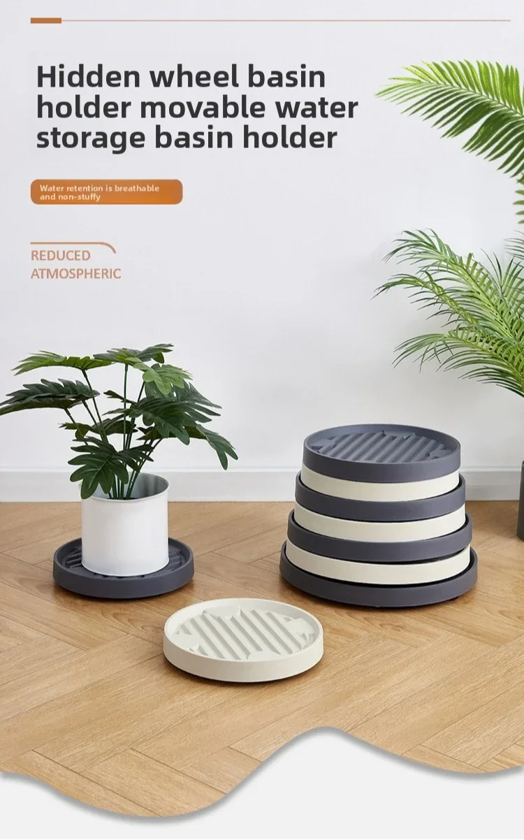 Minimally designed flowerpot tray base with plastic mobile tray, universal wheel bottom support, and convenient flowerpot base thumbnail 4