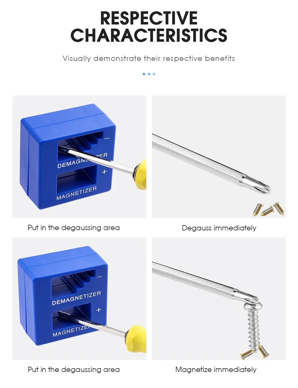 Screwdriver 2 in 1 Magnetizer Demagnetizer Professional Magnetizing Pickup Tool for Screw Driver Drill Bit Hand Tool Parts thumbnail 2
