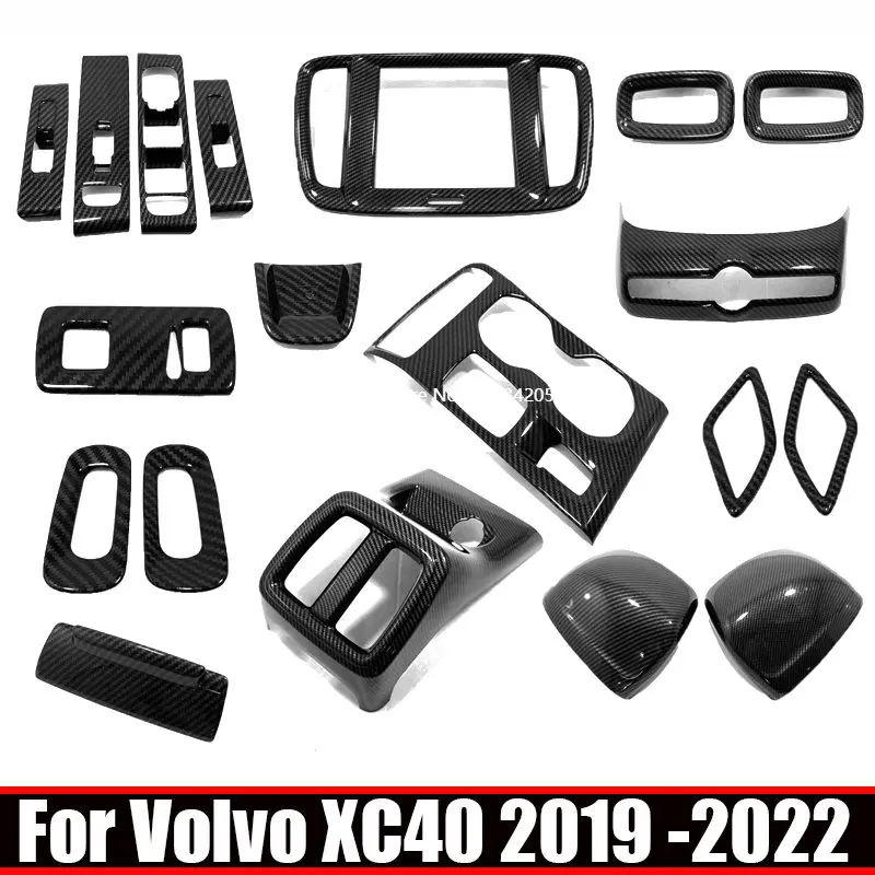 For Volvo XC40 2019 2020 2021 2022 Carbon Fiber Car Accessories window swtich cover gear shift panle cover air outlet cover LHD