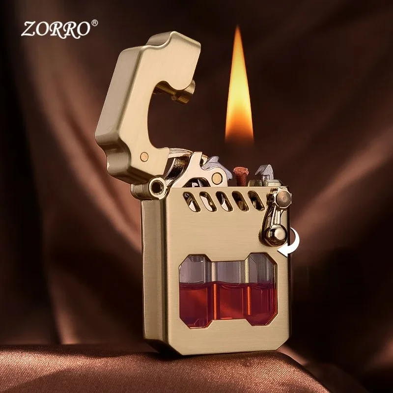 2026 Zorro Fuel Lighter New Creative Metal Windproof Cigarette Lighter Transparent Super Large Capacity High-end Men's Gift thumbnail 3