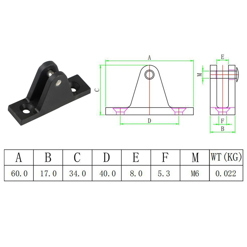 2 Pieces Boat Side Mount Deck Hinges Black Nylon Plastic Marine Boat Deck Hinge Yacht Accessories Hardware thumbnail 2