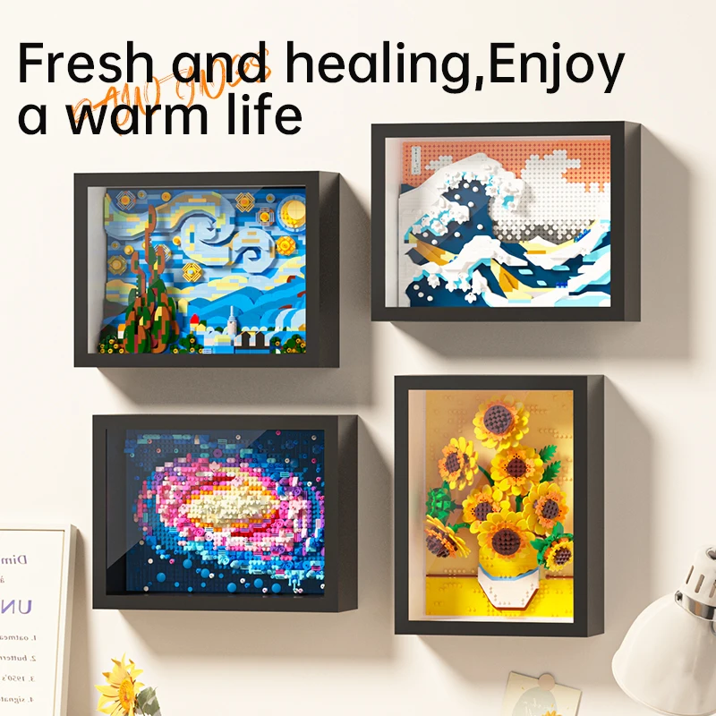 World-famous Art Painting sunflower Van Gogh The Starry Night Galaxy Kanagawa 3D Diamond Building Block Decoration Toy Kids Gift thumbnail 3
