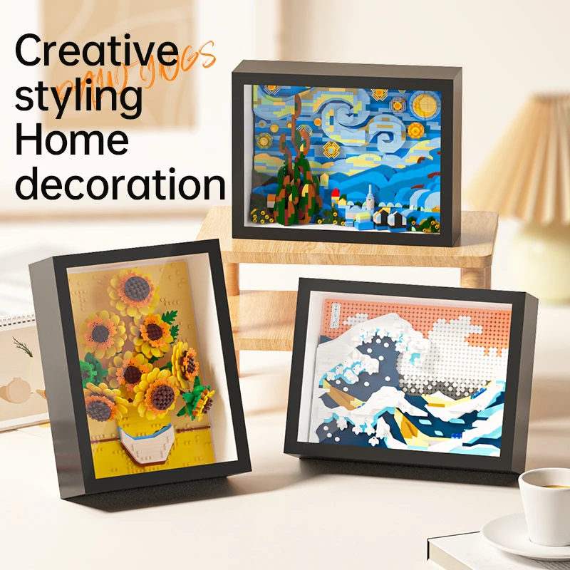 World-famous Art Painting sunflower Van Gogh The Starry Night Galaxy Kanagawa 3D Diamond Building Block Decoration Toy Kids Gift thumbnail 2