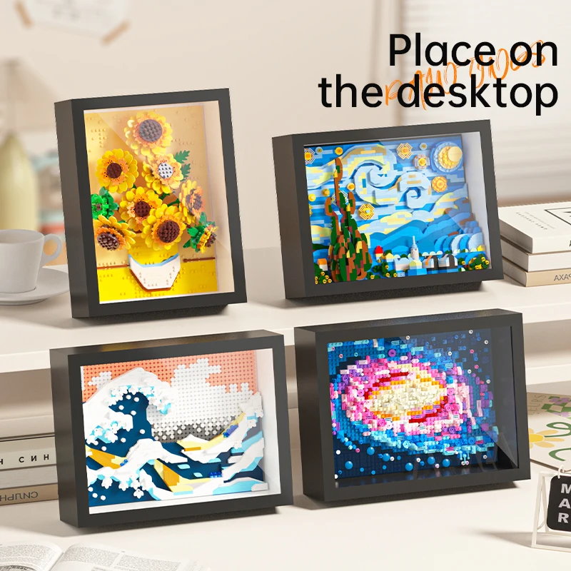 World-famous Art Painting sunflower Van Gogh The Starry Night Galaxy Kanagawa 3D Diamond Building Block Decoration Toy Kids Gift thumbnail 6