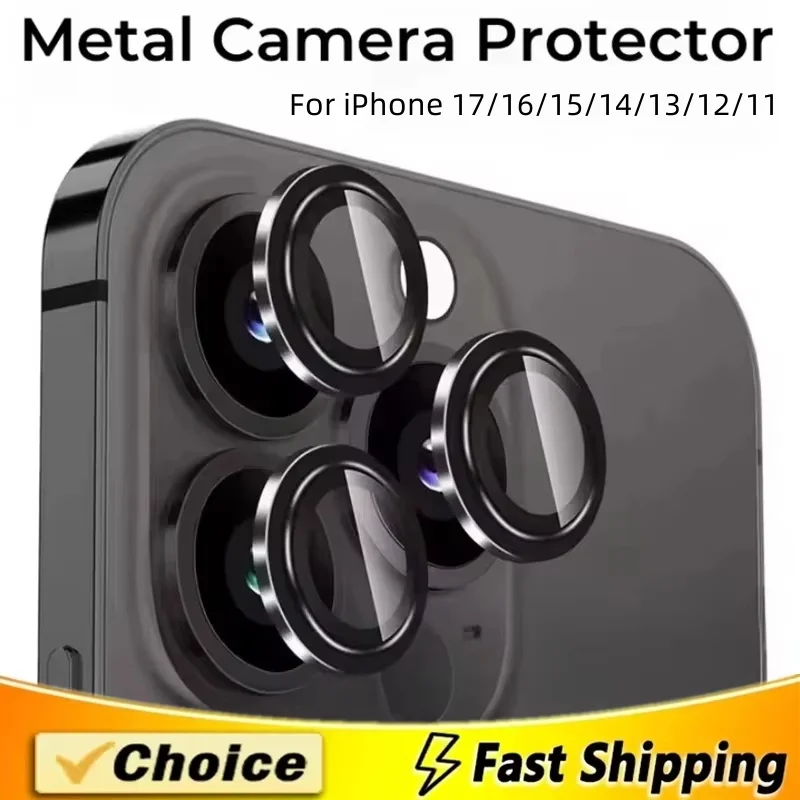 Metal Camera Lens Protector Glass For iPhone 16 17 15 13 11 12 14 Pro Max Air Back Lens Protection Film For iPhone 12 13 Mini
