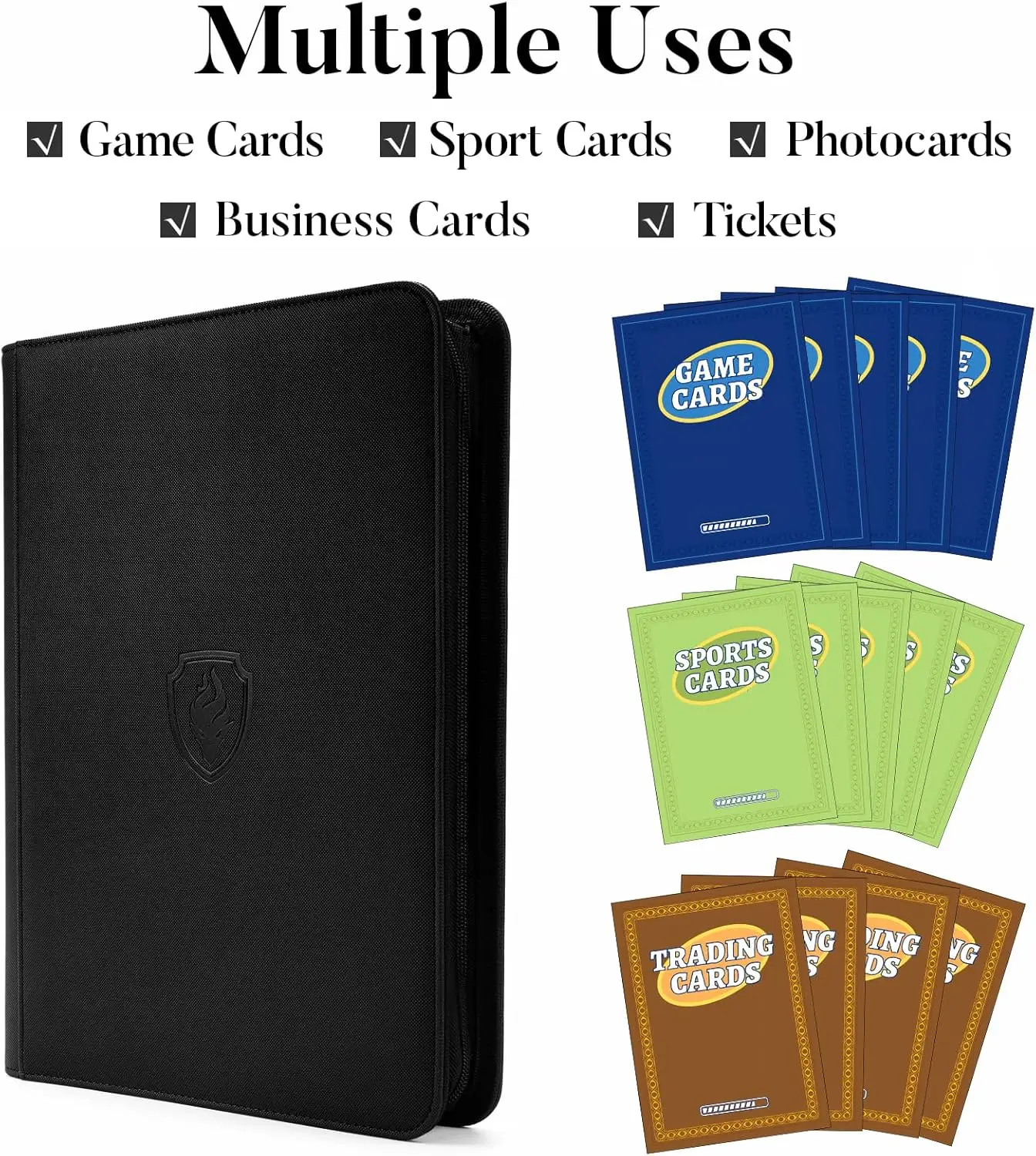 9 Pocket Zipper Card Binder, 360 Trading Card Holder Book, Premium PU Cover Zip Binder for Cards, Durable Side Loading Card thumbnail 4